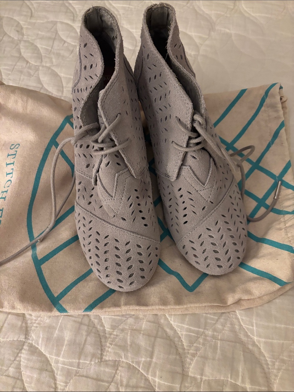 TOMS Perforated Lace-Up women’s wedge sneaker